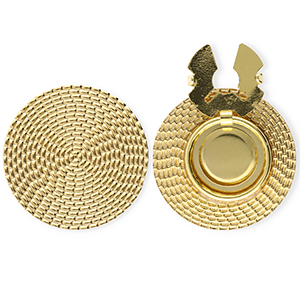 Cache-boutons en acier Inox rond rotin-look Dor&eacute;