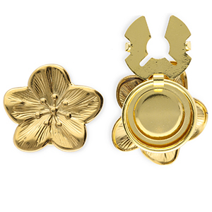 Cache-boutons en acier Inox fleur Dor&eacute;