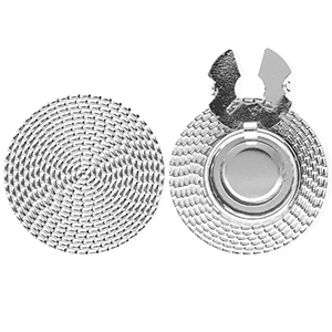 Cache-boutons en acier Inox rond rotin-look Argent&eacute;