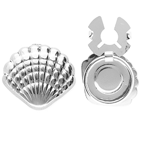 Cache-boutons en acier Inox coquillage Argent&eacute;