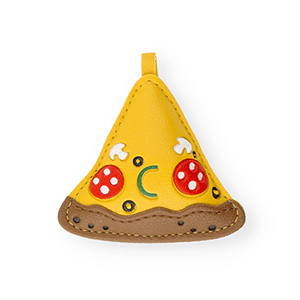 Pendentifs accroche-regard part de pizza Jaune fonc&eacute;-marron-rouge-blanc