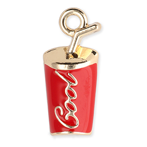 Breloques en m&eacute;tal coupe "Cool" Dor&eacute;-rouge