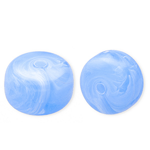 Perles acryliques disque Bleu clair-marbr&eacute;
