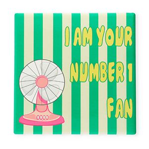 BY31&reg; Carreau avec texte "I am your number 1 fan" Vert-rose-blanc-jaune