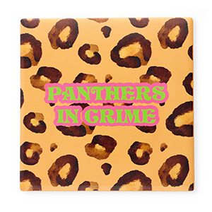 BY31&reg; Carreau avec texte "Panthers in crime" Orange clair-marron-rose-vert n&eacute;on