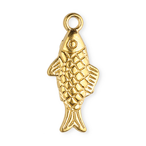 Breloques en acier Inox poisson Dor&eacute;