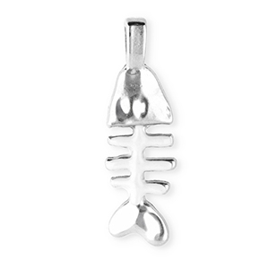 Breloques en acier Inox ar&ecirc;te de poisson Argent&eacute;