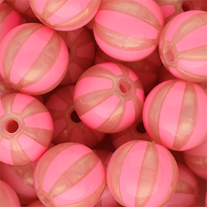 DQ&reg; Perles acryliques 16 mm avec ray&eacute;es Rose corail-rose p&ecirc;che