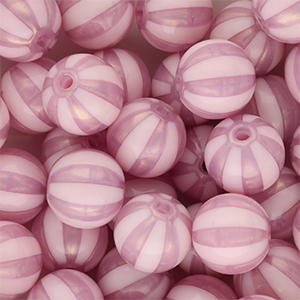 DQ&reg; Perles acryliques 12 mm avec ray&eacute;es Rose vintage