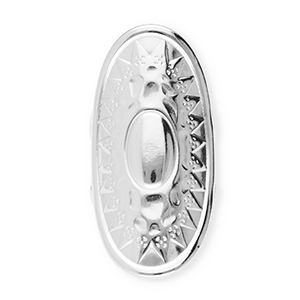 Bagues en acier Inox ovale avec soleil Argent&eacute;