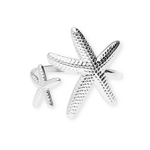 Bagues en acier Inox &eacute;toiles de mer Argent&eacute;