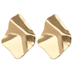 Boucles d'oreilles&nbsp;/&nbsp;puces accroche-regard losange organique avec tige en acier inoxydable Dor&eacute;
