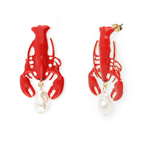 Boucles d'oreilles&nbsp;/&nbsp;puces tendance &eacute;maill&eacute;e homard avec tige en acier inoxydable Dor&eacute;-rouge-blanc