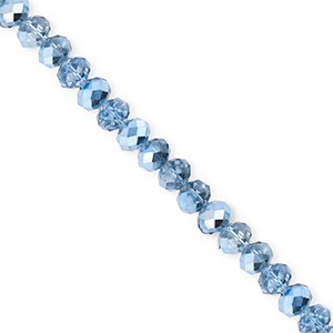 Perles &agrave; facettes 4x3&nbsp;mm disque Heishi Bleu-pearl shine coating
