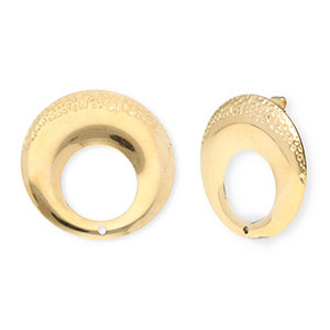 Appr&ecirc;ts en acier Inox boucles d'oreilles / puces d&rsquo;oreilles rond avec anneau Dor&eacute;