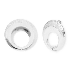 Appr&ecirc;ts en acier Inox boucles d'oreilles / puces d&rsquo;oreilles rond avec anneau Argent&eacute;