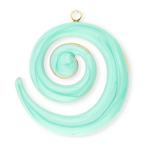 Breloques en acier Inox spirale Dor&eacute;-vert menthe marbr&eacute;