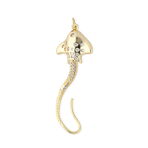 M&eacute;tal TQ laiton breloques raie pastenague avec strass Dor&eacute;-transparent