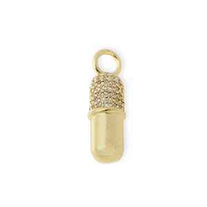 M&eacute;tal TQ laiton breloques capsule avec strass Dor&eacute;-transparent