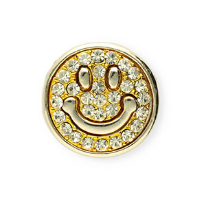 Broches smiley avec strass Dor&eacute;-cristal