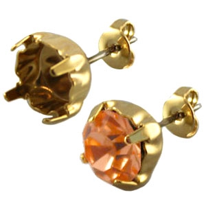 Boucles d'oreilles puces DQ pour chaton Swarovski SS39 Dor&eacute;