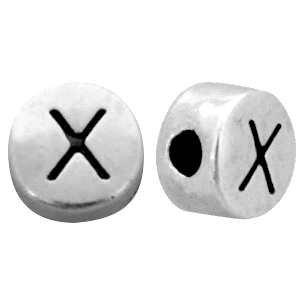 Perles alphabet en m&eacute;tal DQ lettre X Argent&eacute; antique (sans nickel)