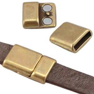 Fermoir aimant&eacute; en m&eacute;tal DQ (pour cuir plat 10mm) Bronze antique (sans nickel)