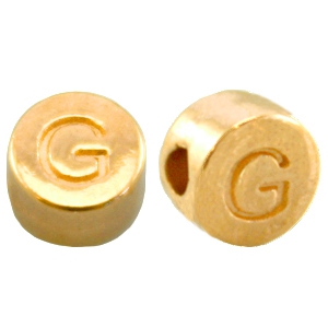 Perles alphabet en m&eacute;tal DQ lettre G Dor&eacute; (sans nickel)