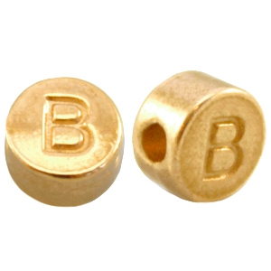 Perles alphabet en m&eacute;tal DQ lettre B Dor&eacute; (sans nickel)