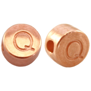 Perles alphabet en m&eacute;tal DQ lettre Q Dor&eacute; ros&eacute; (nickel free)