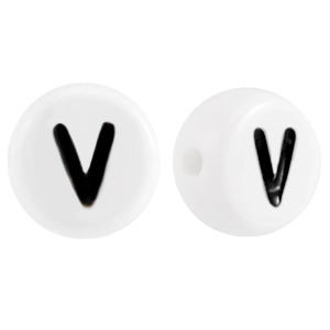 Perles acryliques alphabet lettre V blanc
