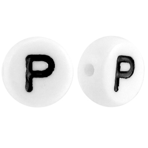 Perles acryliques alphabet lettre P blanc