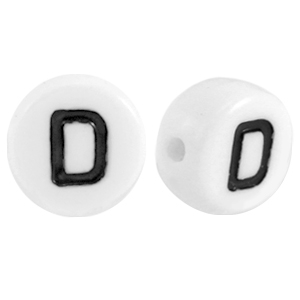Perles acryliques alphabet lettre D blanc