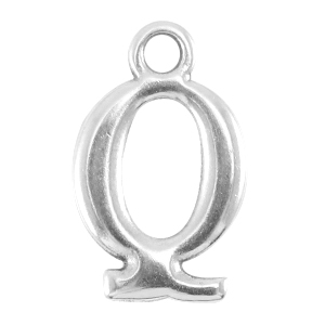 Perles alphabet en m&eacute;tal DQ lettre Q argent&eacute; antique (sans nickel)
