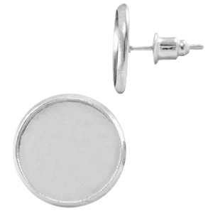 Boucles d'oreilles/puces pour cabochon 12mm argent&eacute;