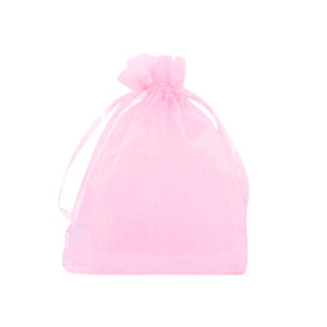 Sachet &agrave; bijoux en organza 7x9cm rose