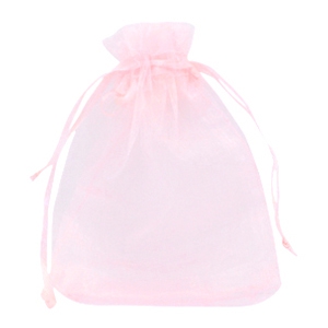 Sachet &agrave; bijoux en organza 13x18cm rose