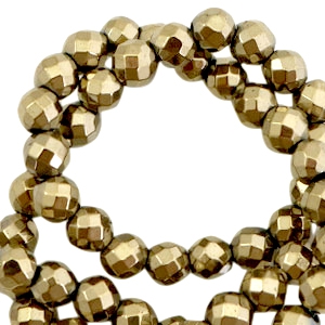Perles h&eacute;matites facett&eacute;es rond 6mm dor&eacute; antique