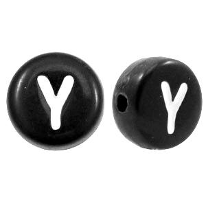Perles acryliques alphabet lettre Y noir
