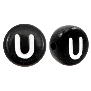 Perles acryliques alphabet lettre U noir