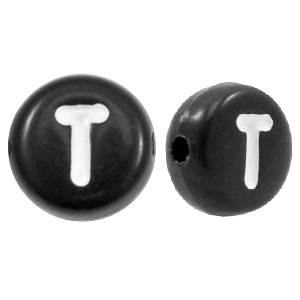 Perles acryliques alphabet lettre T noir