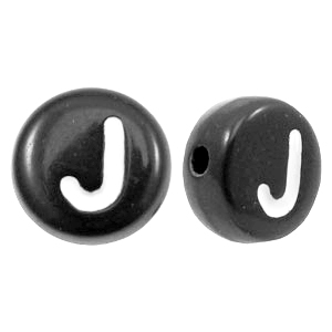 Perles acryliques alphabet lettre J noir