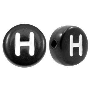Perles acryliques alphabet lettre H noir