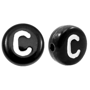 Perles acryliques alphabet lettre C noir