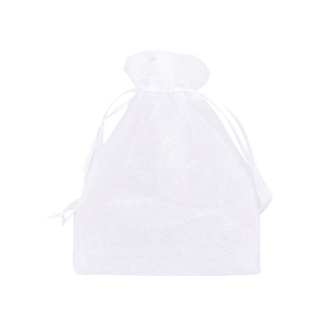 Sachet &agrave; bijoux en organza 9x12cm blanc