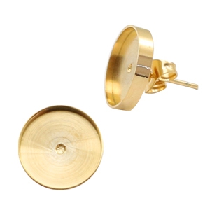 Boucles d'oreilles Polaris Steel avec serti pour cabochon 12mm dor&eacute;
