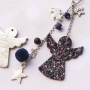 Magnifiques porte-cl&eacute;s en cuir DQ et en simili cuir avec anges et &eacute;toiles